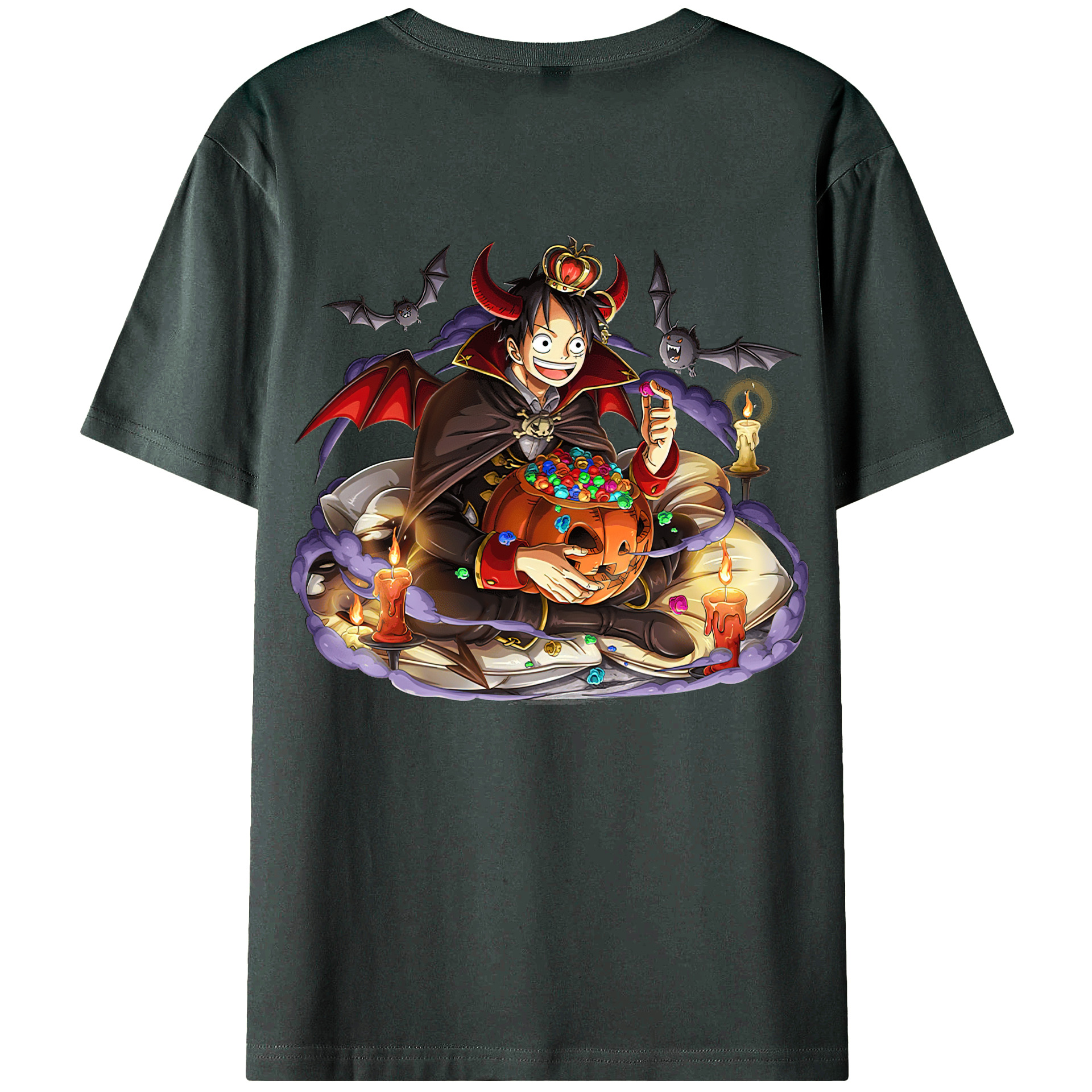 ワンピース モンキー・D・ルフィ ONE PIECE Monkey D. Luffy 綿100％ メンズ半袖Tシャツ（バックプリント） 通気性